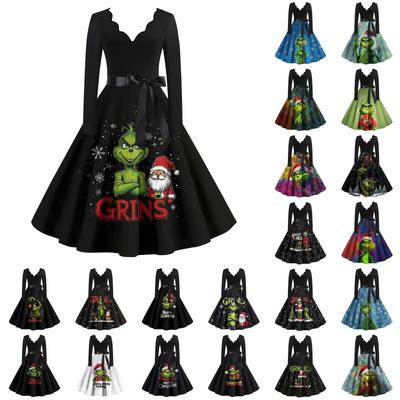 Женское повседневное модное платье с длинным рукавом и принтом, вечернее повседневное платье с V-образным вырезом и вырезом