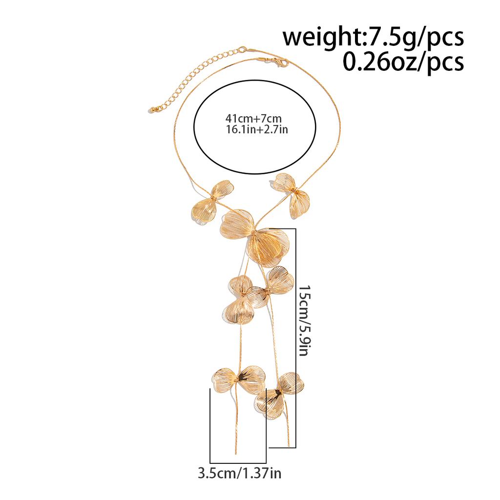 Ingemark Kpop Flower Petal Long Tassel  Chest Chain Necklace for Women Trend 2025 Wedding Bridal Sexy Choker Neck Jewelry Gift