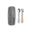 Moyoum Self-directed Silicone Spoon Fork Set + Case, Spoon (gray), Fork (beige), 1 Set