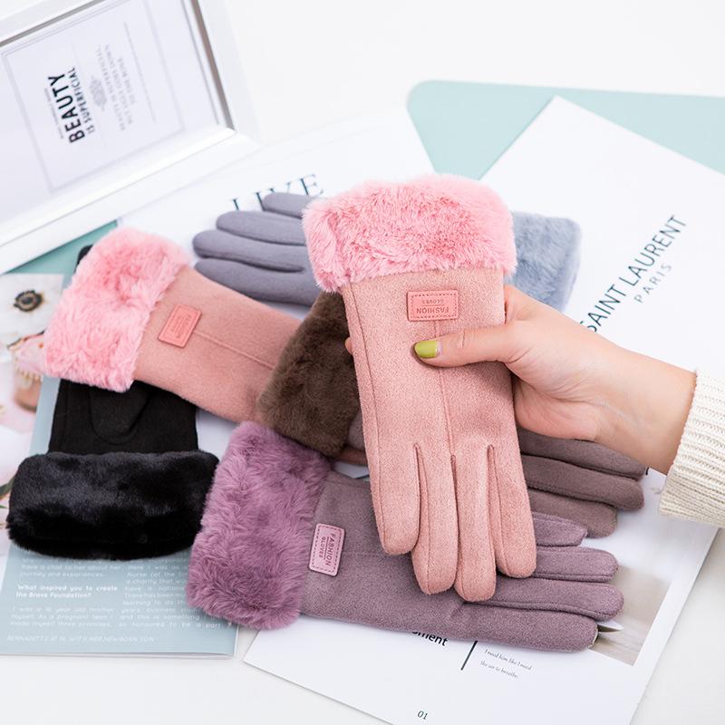 Теплые взрослые перчатки для велоспорта на открытом воздухе для мужчин и женщин. Осень и зима. Замша и арктический флис. Перчатки с сенсорным экраном.