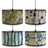 Handmade Lamp Cover Vintage Flower Print Lampshades Bamboo Foldable Hanging Floor Lamp with Light Cover Home Art Chandelier