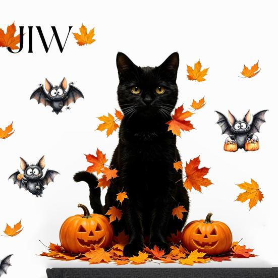 Spooky Ghost And Pumpkin Wall Stickers 2PCS Halloween Stickers, Cartoon Pattern Decals, Indoor Horror Theme Party Supplies Waterproof