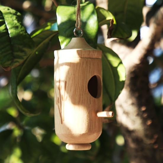 Деревянный домик для колибри для наружного подвешивания, небольшой домик для гнездования диких птиц для украшения окна крыльца на открытом воздухе в саду