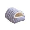 Warm Semi-sealed Pet Bed Checkered Pattern Cat Cotton Nest Winter Cat Bed  for Rabbit Cats