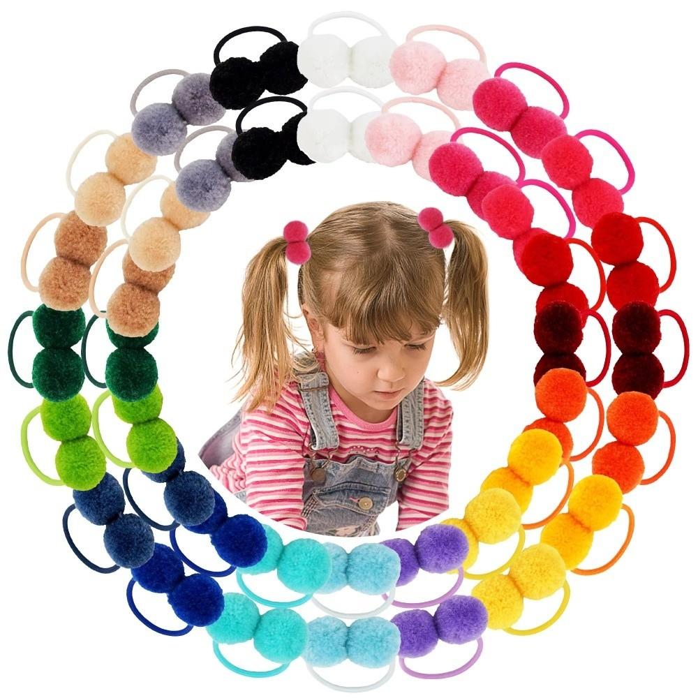 Double Fur Ball Hair Rope Set High Elasticity Hair Bands New Hair Scrunchies For Kids Girls