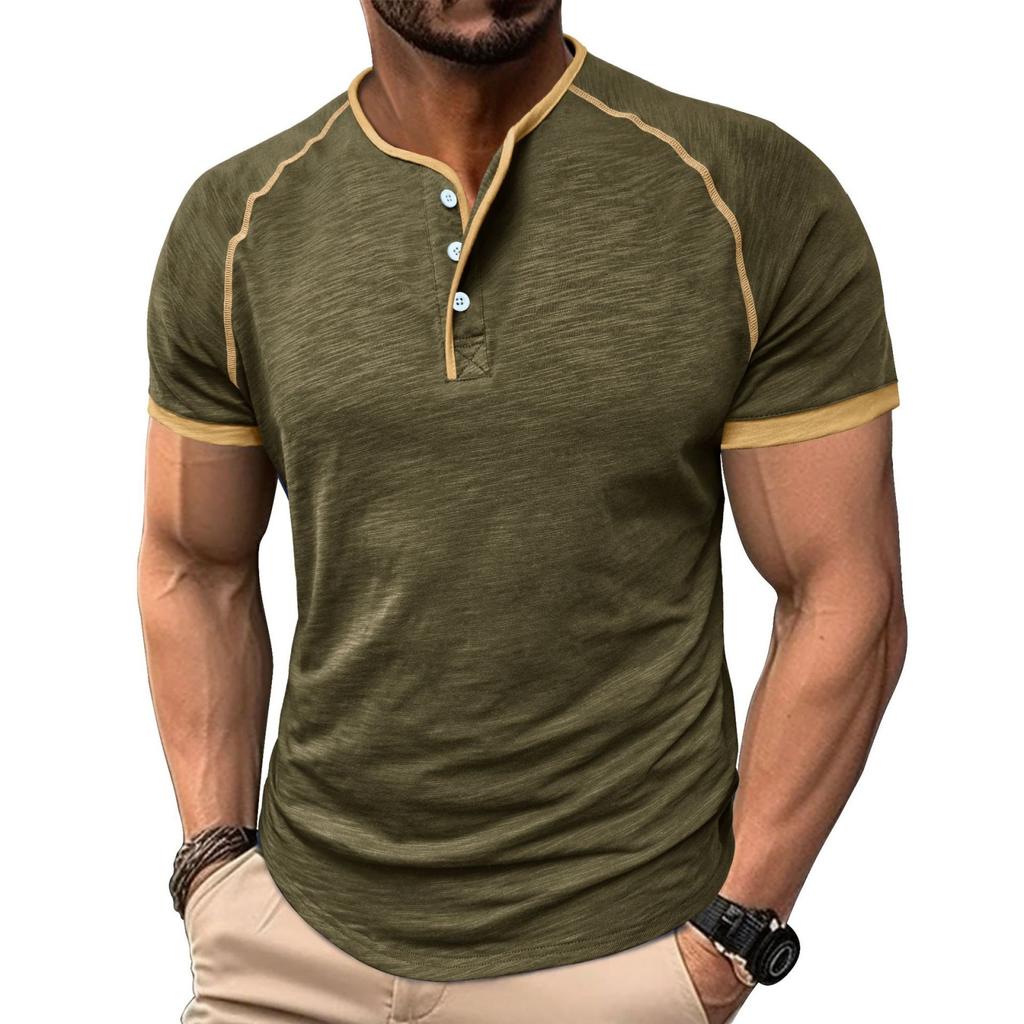 Men's Casual Color-block Sports T-shirt - Men's Round-neck Short-sleeved Top