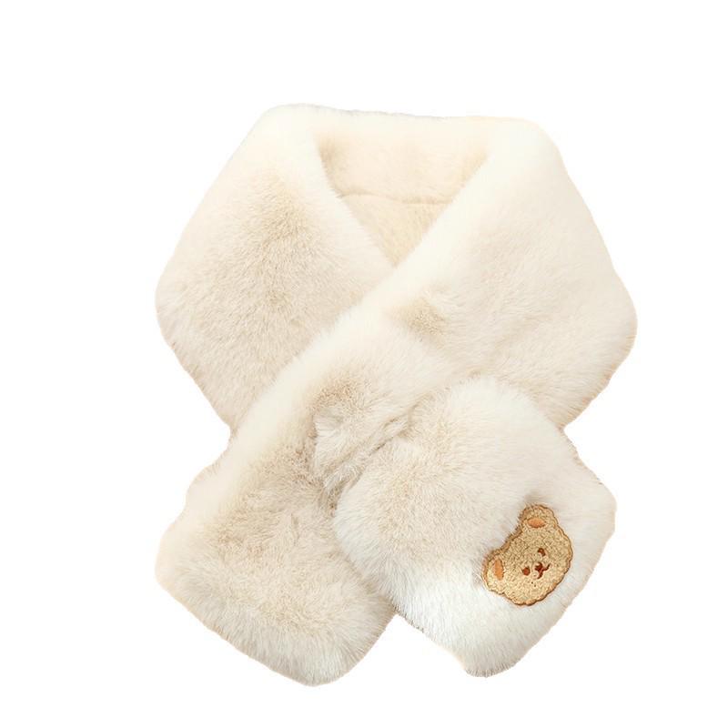 Korean Style Cute Little Bear Faux Rabbit Fur Scarf - Warm, Cozy & Cold-Resistant