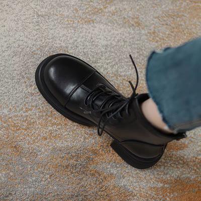 Женские ботинки Мартин из мягкой кожи в британском стиле 2025 новая коллекция осень-зима бархатные ботинки на платформе весенне-осенние одинарные ботинки короткие ботинки