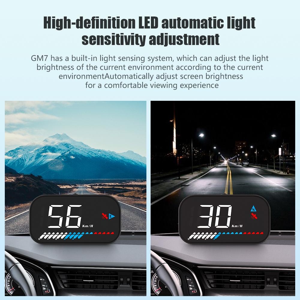 ZQKJ GM7 Head Up Display GPS для всех автомобилей Охранная сигнализация HUD Спидометр Автоматический цифровой одометр скорости Компас Датчики Аксессуары