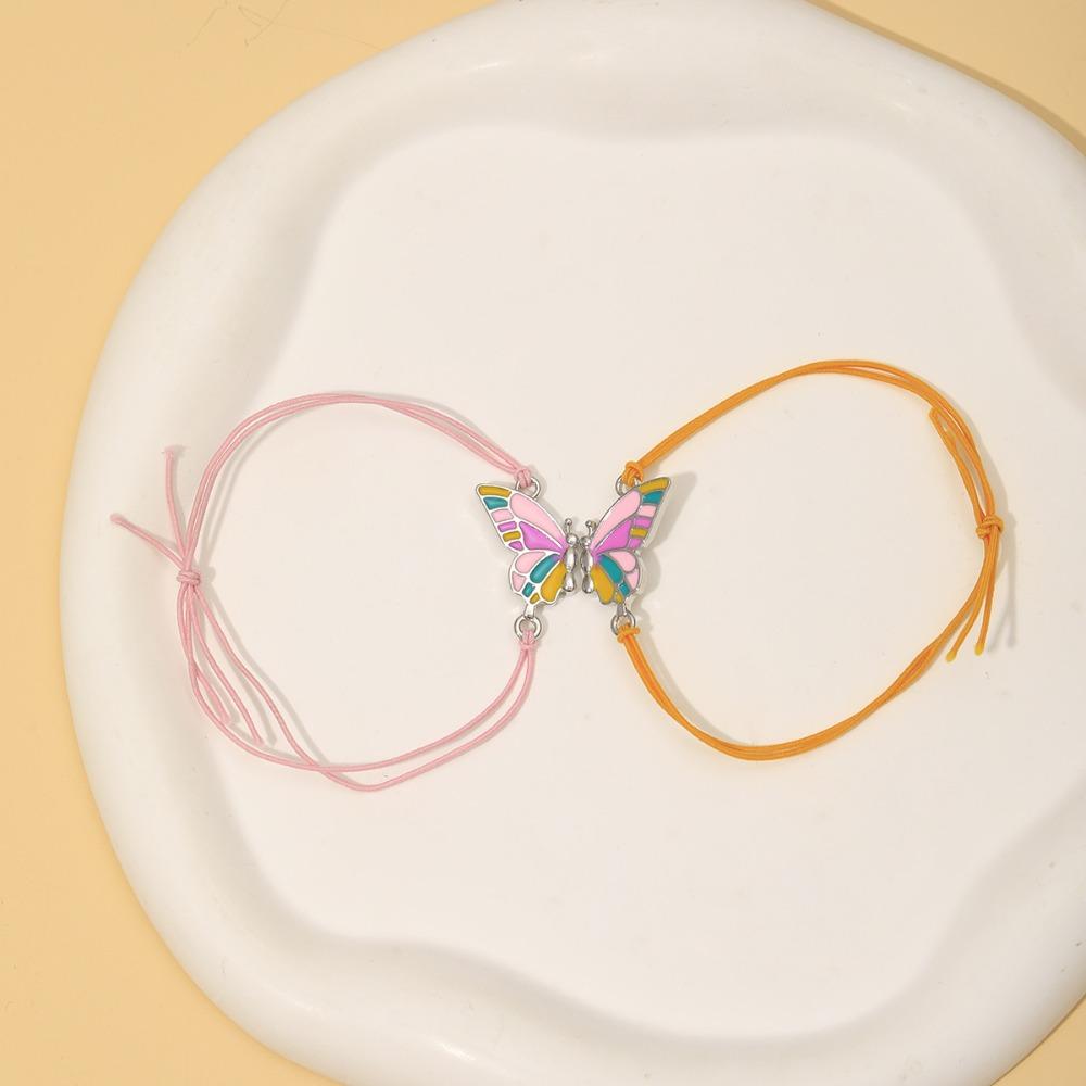 2 шт./набор Классический браслет-бенгл с подвеской-бабочкой Креативный браслет на эластичной веревке Лучшие друзья