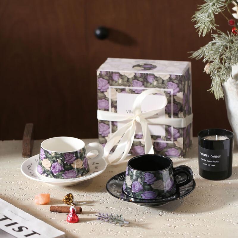 Iris Flower Ceramic Coffee Mug & Saucer Gift Set