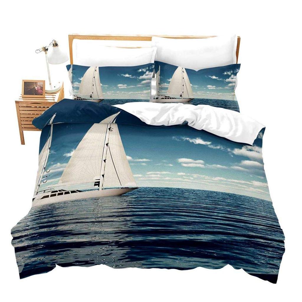 Sailing Ship Pattern Duvet Cover Set 3D Print Boat for Kid Teen Adult Bedding Set Polyester Comforter Cover Full King Twin Size