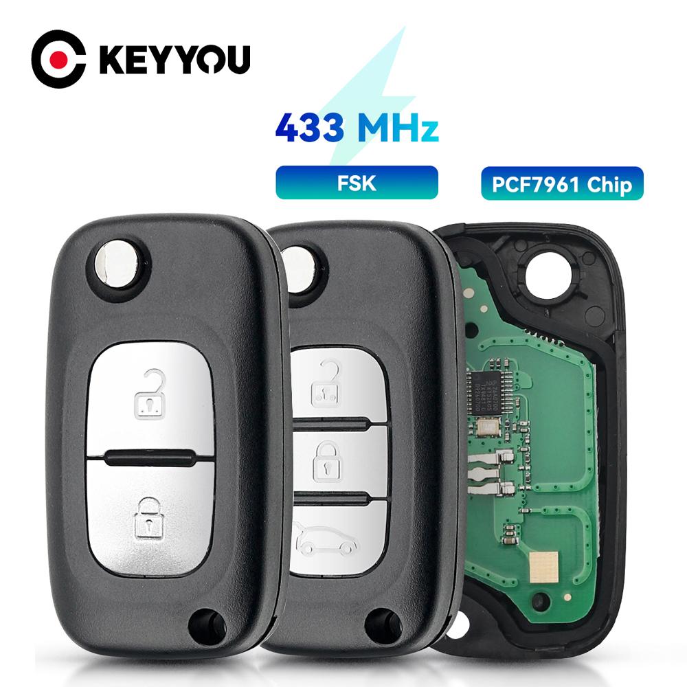 KEYYOU 2/3 Кнопки Складной Автомобильный Пульт Дистанционного Управления Подходит для Renault Clio 3 Kangoo Master Modus Twingo Складной с 433 МГц PCF7961
