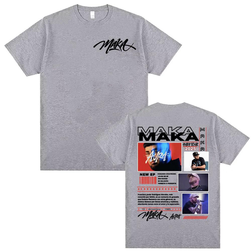 Rapper Maka Aura Tour Album 2025 T Shirts for Unisex Women Vintage Style Harajuku Street Tshirt Casual High Quality Cotton T Shirt