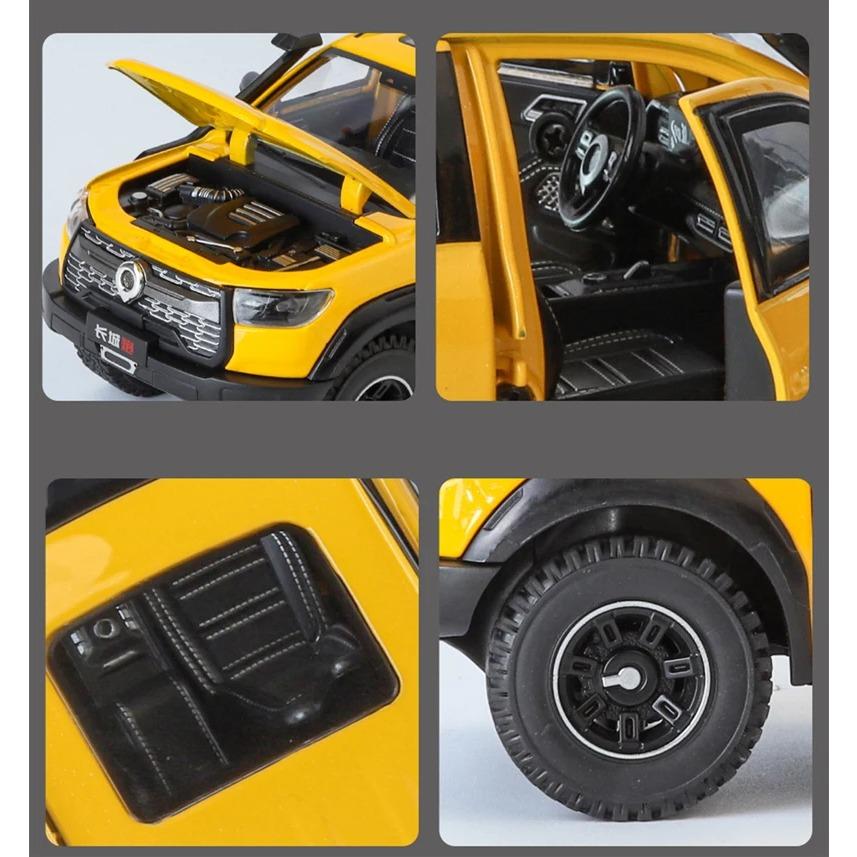 1/24 Great Wall Motor POER Pickup Alloy Car Model Diecast Metal Offroad Vehicles Car Model Simulation Sound Light Kids Toy Gift