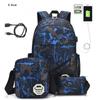 3pcs/set Male Backpacks High School Bags for Women Boys One Shoulder Big Student Travel Bag Men School Backpack