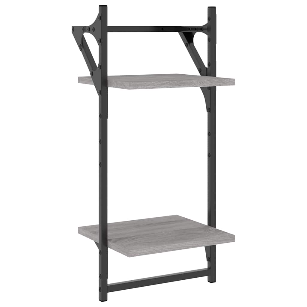 4 Piece Wall Shelf Set with Rods Grey Sonoma Engineered Wood