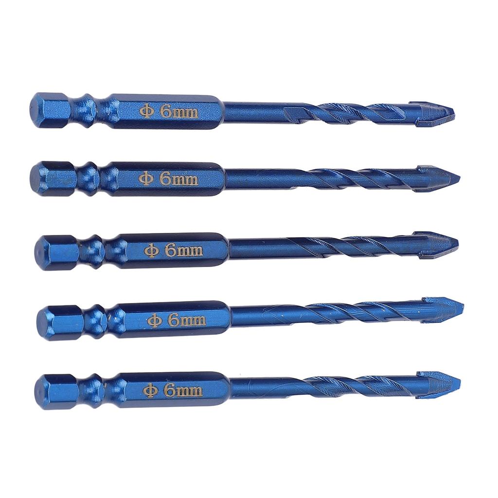 5 Pcs Eccentric Drill Bit 6mm Drilling 14in Hex Shank Tungsten Steel Crooked Drill Bit for Masonry
