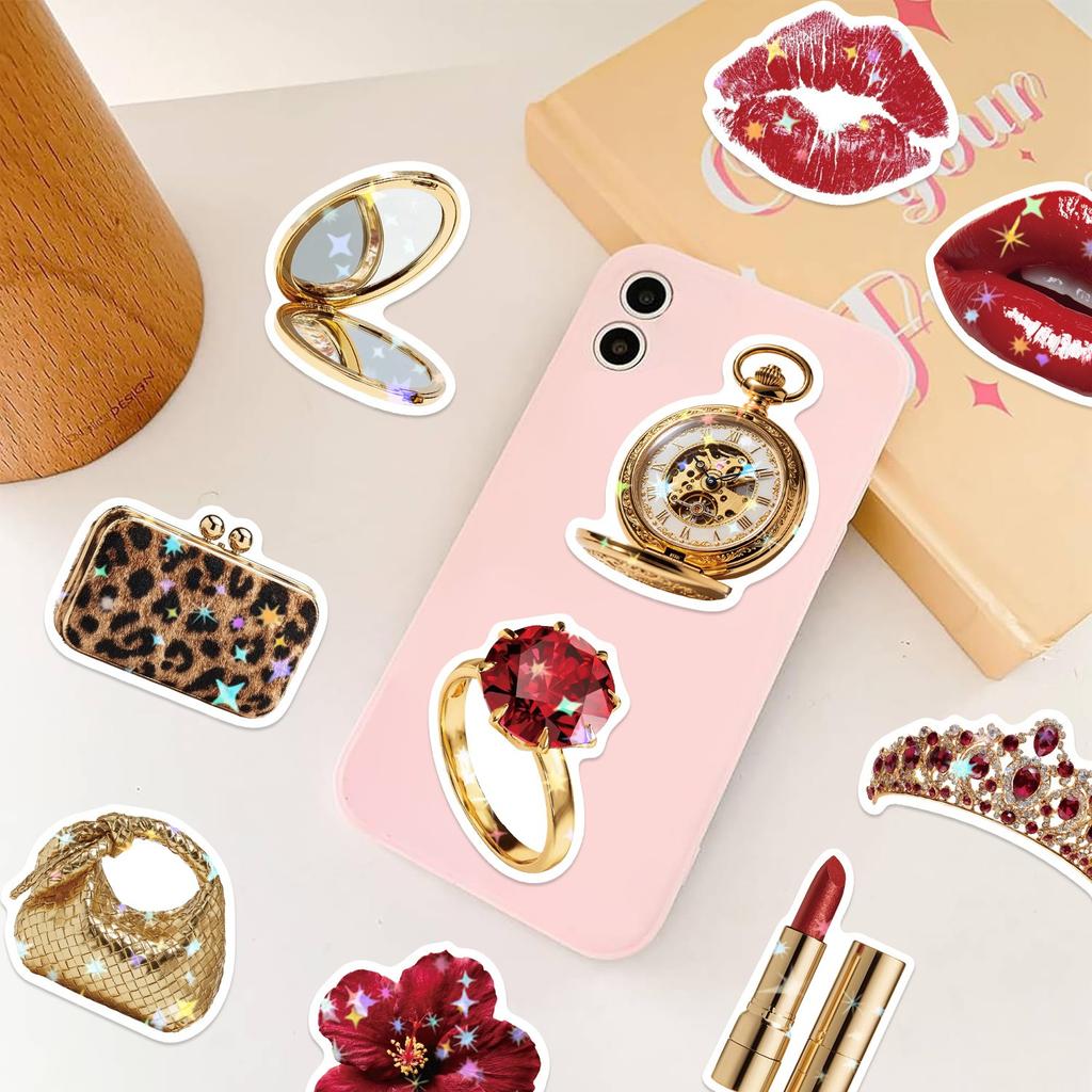 50Pcs/Set Retro Y2K Downtown Shiny Stickers DIY Fashion Waterproof Doodle Decals Stickers (2 Styles)