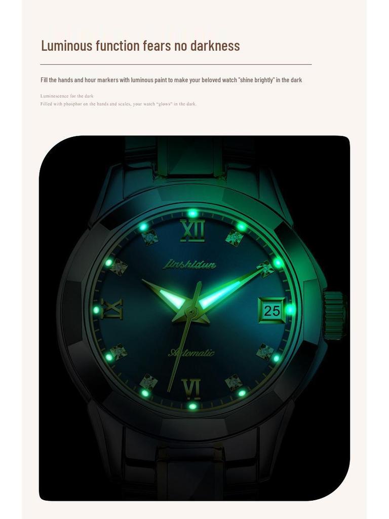 2025 Женские водонепроницаемые механические часы из вольфрамовой стали Jinshidun