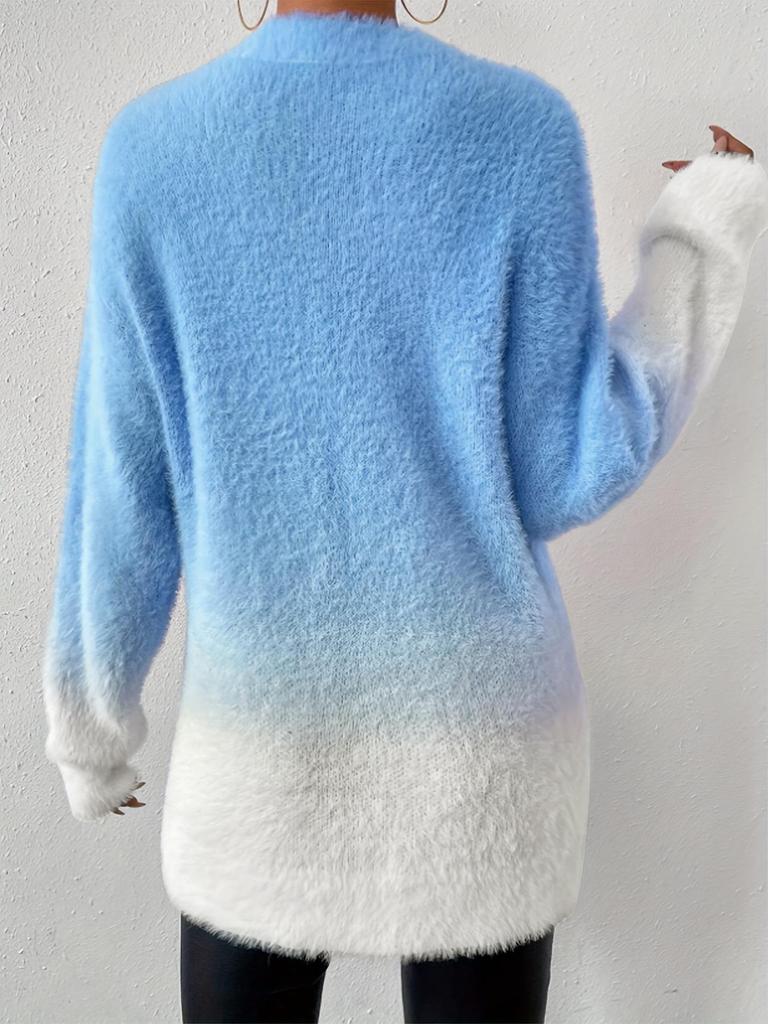 Elegant Women's Wool Gradient Knit Sweater - Autumn/Winter Collection, Round Neck
