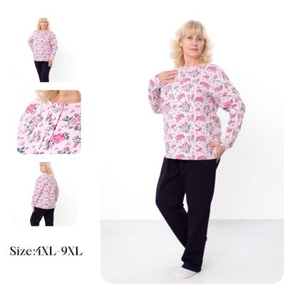 Pajama Set (женщины) – Теплый флис, длинный рукав и брюки, демисезонный, 8240-024-2 HC