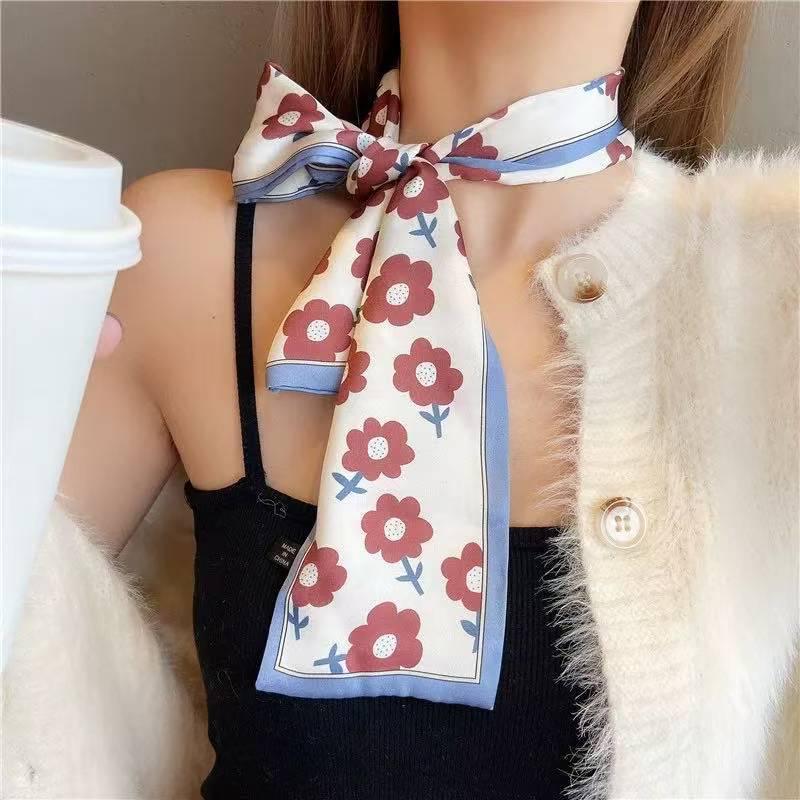 Classic French Silk Scarf: Retro Headband & Hair Ribbon for Women