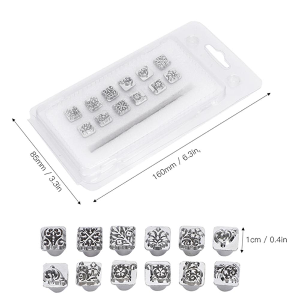 ZK20 12Pcs Stamping Punch Tool Tang Dynasty Flower Design DIY Vegetable Leather Stamper 1Pc Handle