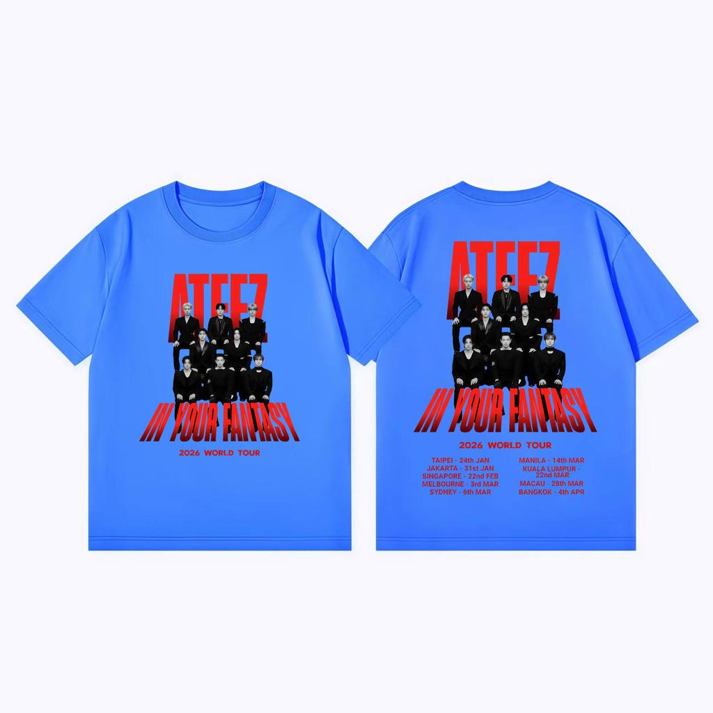 ATEEZ in Your Fantasy World Tour 2026 Graphic T Shirts Kpop Fashion Short Sleeve Tshirt Men Women Casual Loose Cotton Tshirts