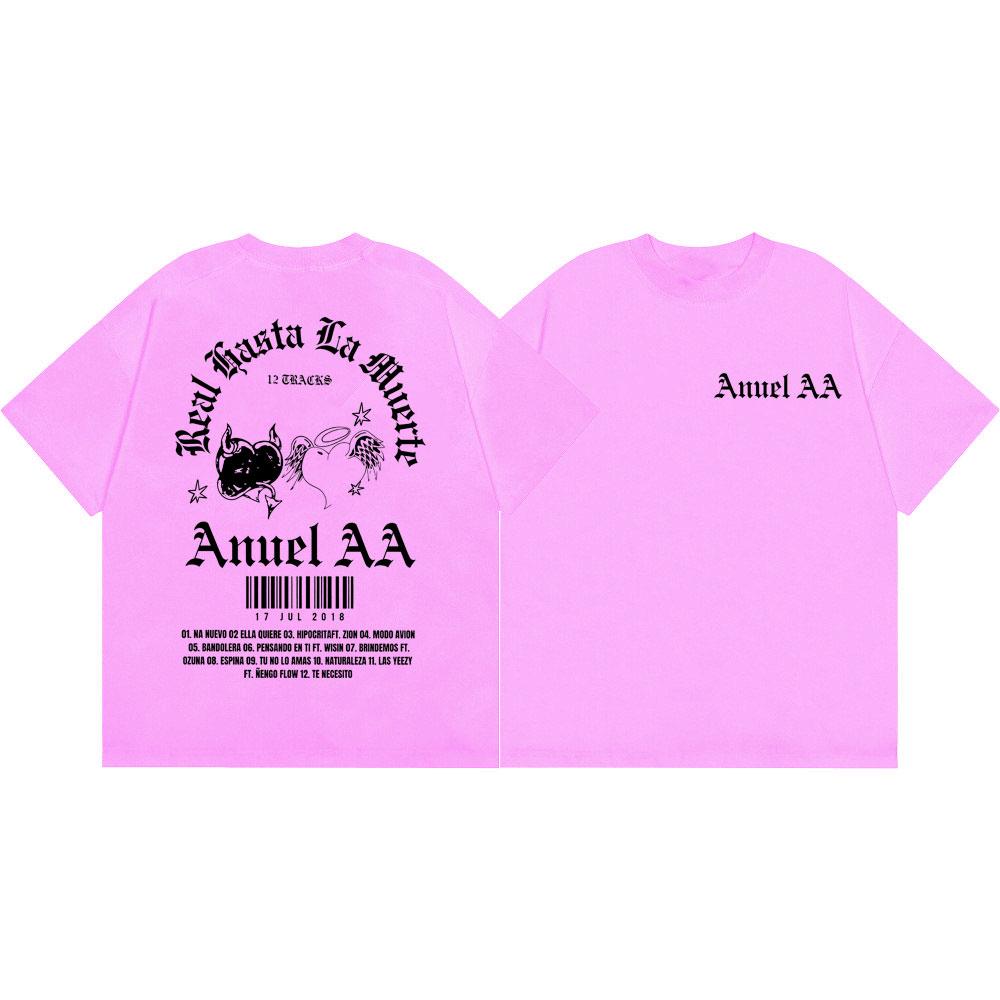 Rapper Anuel AA Double Sided Print T Shirt Men Women Clothing Hip Hop Fashion T-shirt Summer Casual Loose 100%cotton T-shirts