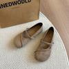 2025 spring new Korean version thin strap round head flat sole single shoes not tired feet soft sole shallow mouth flat heel shoes Doudou shoes