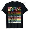 Hispanic Heritage Month National Latino Countries Flag T-Shirt Letters Printed Graphic Tee Top La Herencia Hispana Women Clothes