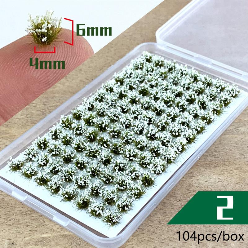 104pcs/box Static Grass Tuft Model Grass Tufts Terrain Model Kit Static Scenery Model Miniature Shrubs Bushes