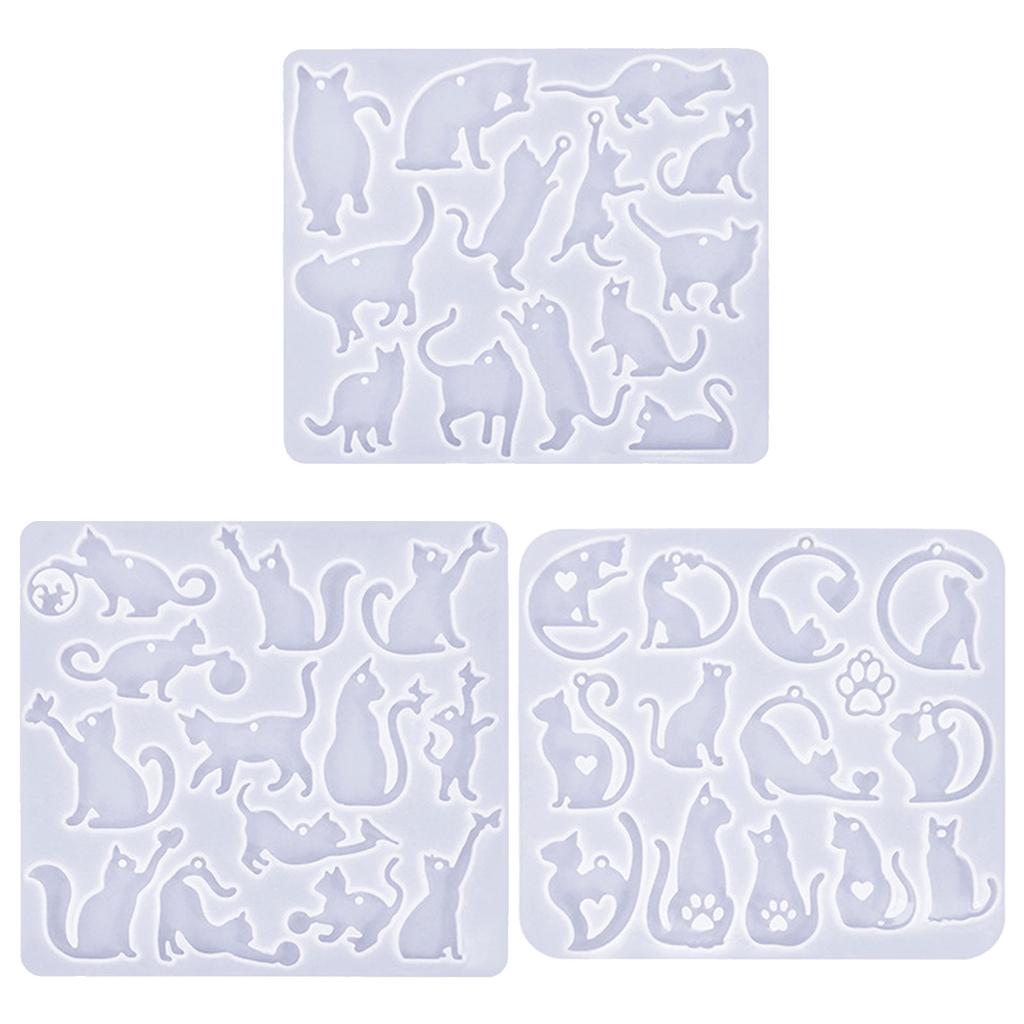 Формы из эпоксидной смолы ручной работы Серьги-кошки Силиконовые формы Формы для животных Формы для подвесок с отверстием Формы для изготовления ювелирных изделий