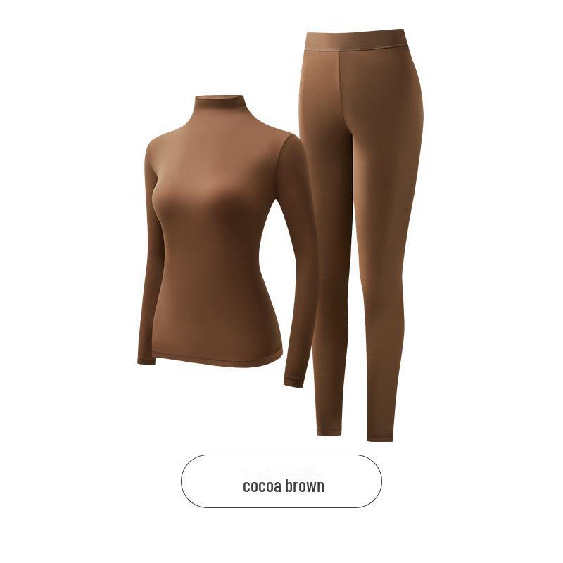 Женский бесшовный комплект термобелья - высокоэластичный, с гиалуроновой кислотой, высоким воротником и длинными рукавами