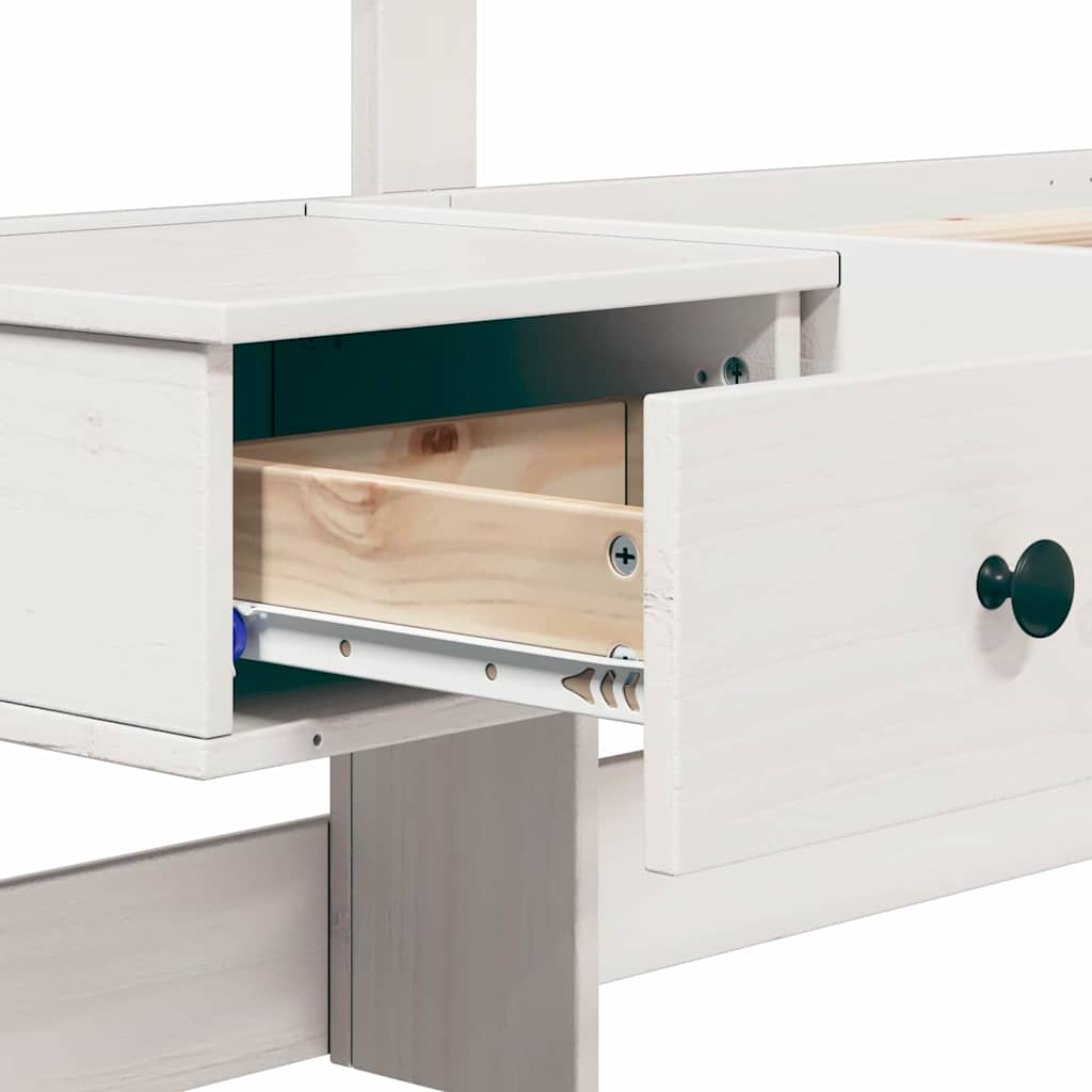 Bed Frame with Headboard White 140 x 200 cm Solid Pine Wood