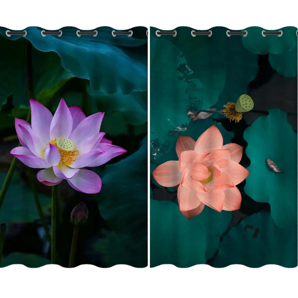 Китайский лотос от пола до потолка, занавеска с высоким затенением, украшение для спальни, гостиной, затемняющая ткань, драпировка в стиле лотоса