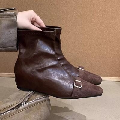 Женские ботильоны на плоской подошве Модные туфли с острым носком Элегантные дизайнерские ботинки Челси Новые удобные для ходьбы Платье Mujer Botas