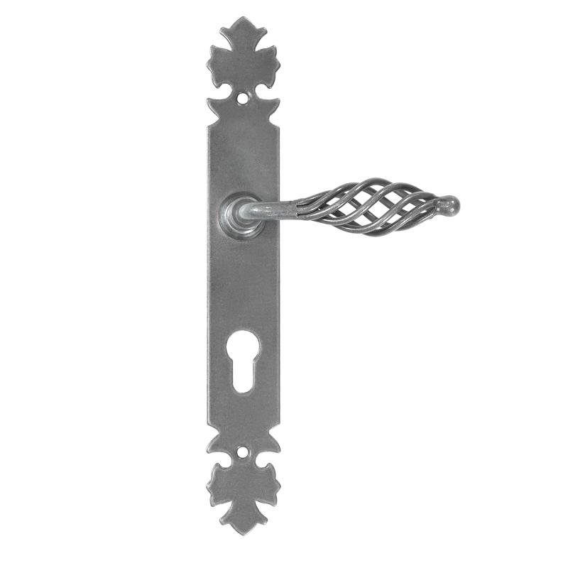 LAGOS door handle with plate for 72mm insert, STEEL