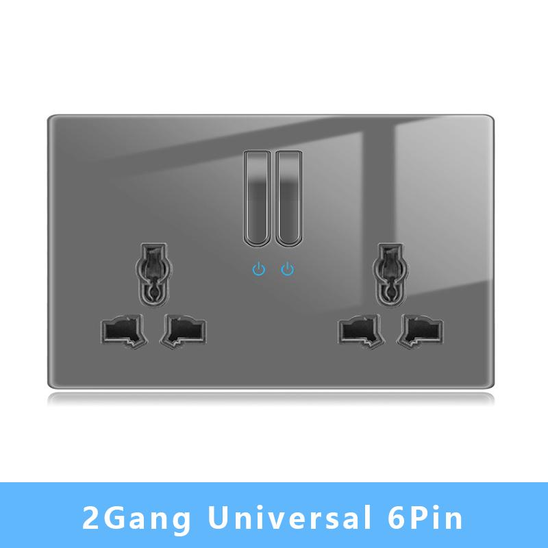 Настенный выключатель света Панель светодиодных индикаторов UK EU FR Универсальная электрическая розетка USB Фортепианные клавиши Самовосстанавливающиеся настенные выключатели Телевизор Компьютер