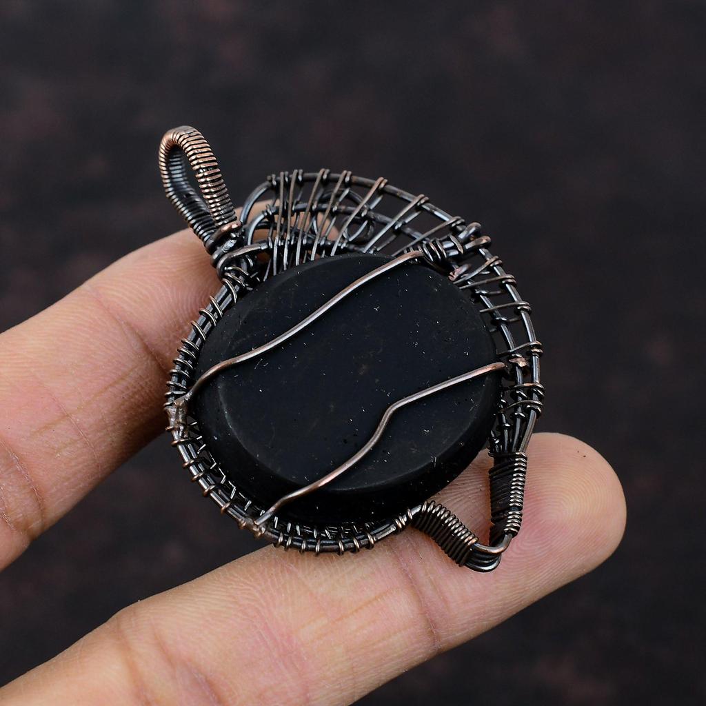 Черный эфиопский опал кулон медная проволока обернутый кулон ручной работы медные украшения высшего качества драгоценный камень кулон проволока обернутый кулон подарок для нее