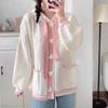 College Style Loose Fitting Hooded Junior High School Cardigan for Spring and Autumn Fashion, Student Knitted Jacket for Women, Cardigan for Women
