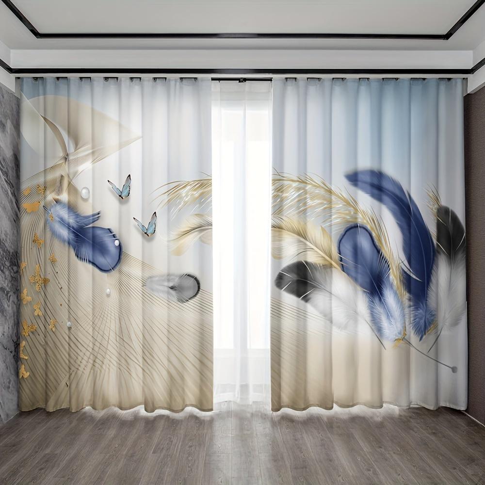 2 шт. занавески золотисто-голубые с белым геометрическим узором карниз для штор карманные шторы для кухни кафе гостиной домашнего декора