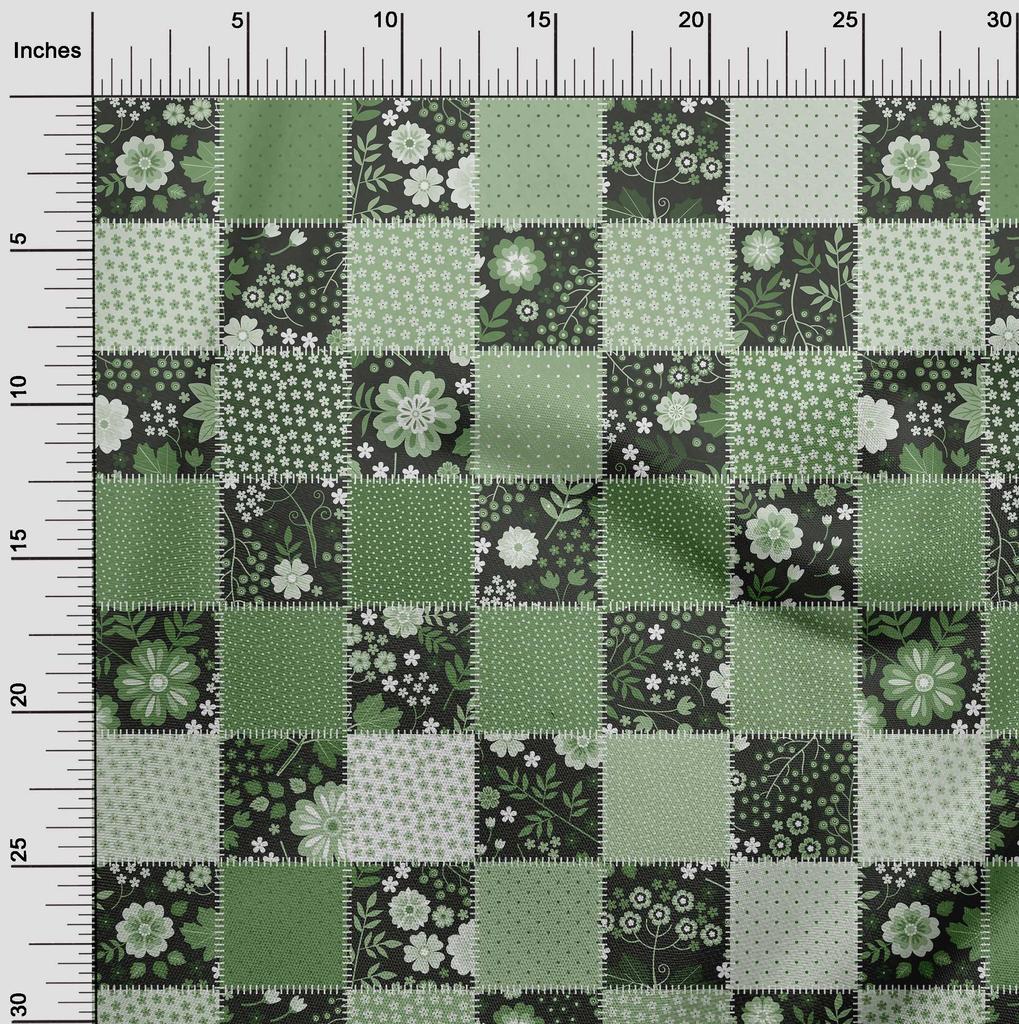 oneOone Cotton Flex Dark Green Fabric Floral  Sewing Craft Projects Fabric Prints By Yard 40 Inch