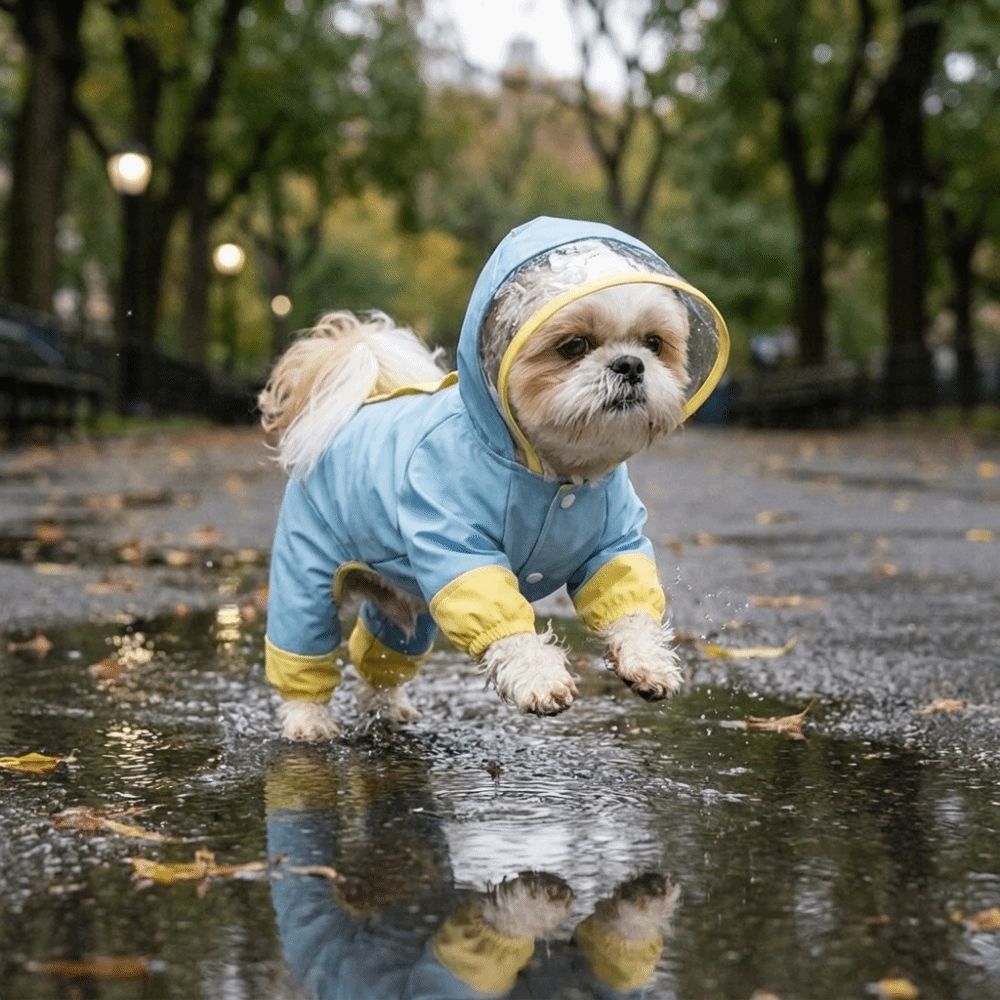 Waterproof Dog Hooded Raincoat Quick-dry Four-legged Raincoat Pet Waterproof Cloak Outdoor Walking