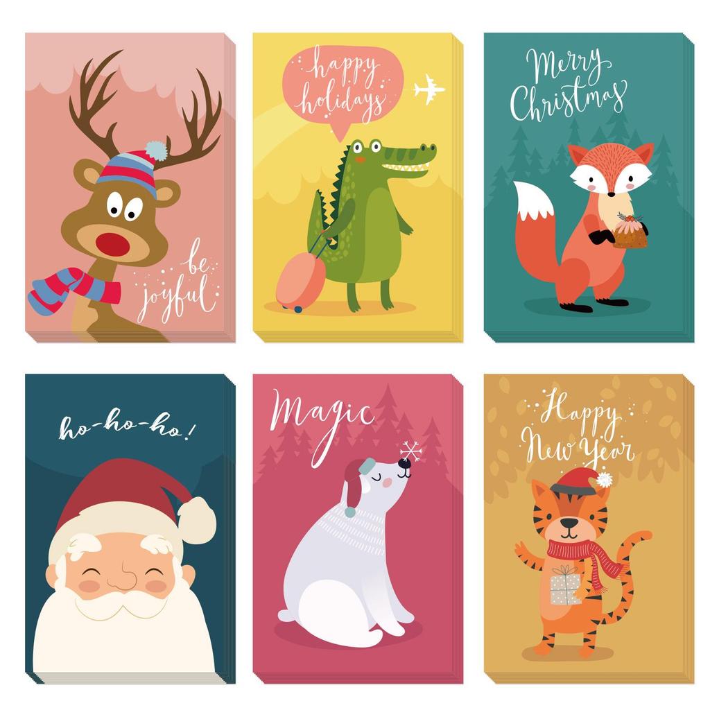 24PCS Christmas & Thanksgiving Greeting Card Set - Festive Holiday Designs for Gifts