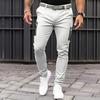 Men's Solid Color Tight Casual Pants Made of Pure Cotton with Zipper Pockets Ankle Cuffs Trousers Men’s