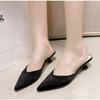 Fashion New Design Women High Heel Slipper Summer Ladies Slip On Mules Shoes Pointed Toe Low Heel Sandal Outdoor Casual Slides