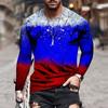 Мужские футболки с цветным 3D-принтом, весна-лето, имитация полиэстера, свободные повседневные топы с круглым вырезом и длинным рукавом, футболка большого размера