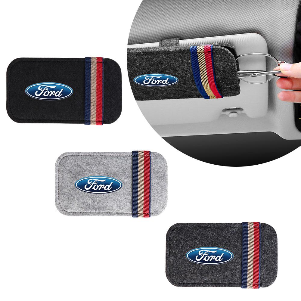 Car Sun Visor Glasses Holder Storage Clip Case For Ford Focus Fiesta Mustang Mondeo Kuga Ranger Fusion Shelby Smax j103 Ghia ST Edge